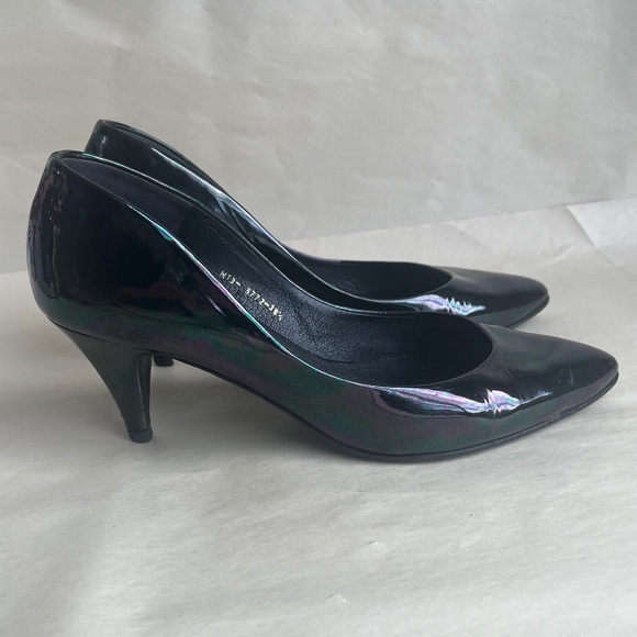 Pedro Garcia Black/Multicolor/Green Pointed Toe Patents Leather Heels Pumps 8.5 - Picture 7 of 14